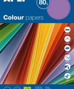 PAPIER APLI 80GR 100F A4 INTEN PAPIER COULEURS ASSORTIES