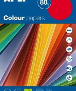 PAPIER APLI 80GR 100F A4 FLUO PAPIER COULEURS ASSORTIES