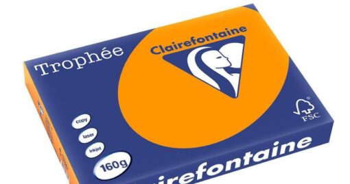 TROPHEE A3 160G ORANGE VIF PAPIER CLAIRFONTAINE RAME DE 250 FEUILLES