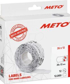 METO ETIQUETTES 26X12MM PERM COLLAGE PERMANENT- 12 ROULEAUX 12000 ETIQUETTES