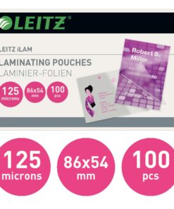 LEITZ 100 ETUIS 54X86 125 MICR 125 MICRONS ETUIS A PLASTIFIER