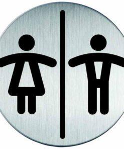 PICTO 83MM TOILETTES DAMES/HOM ALU ADHESIF DURABLE
