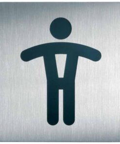 PICTO TOILETTES HOMMES ALU ADHESIF CARRE DURABLE