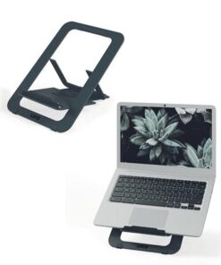 SUPPORT ORDINATEUR PORTABLE ALUMINIUM GRIS FONCE ULTRA PLAT LEITZ ERGO