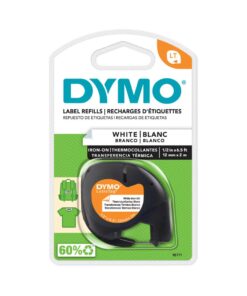 LETRATAG TEXTILE BLANC 2M 12MM - ETIQUETTE DYMO IRONY TRANSFERT TEXTILE FER REPASSER
