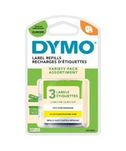 DYMO LETRATAG 3X4M TAPE ASS PAPIER BLANC-PLASTIC JAUNE- METAL PLASTIC