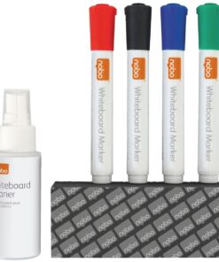 KIT NOBO NETTOYAGE TABLEAU BLANC - 4 MARQUEURS + SPRAY 50ML - FROTTEUR