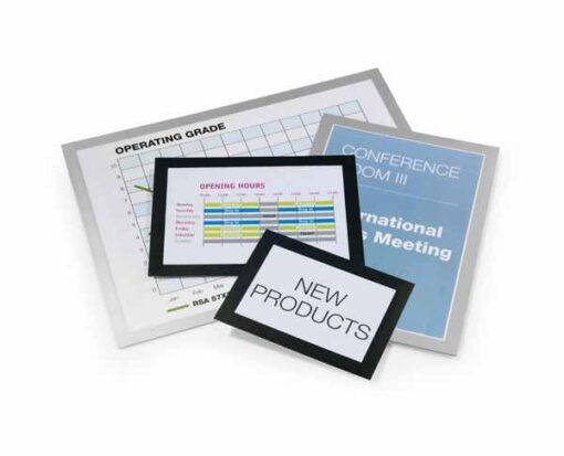DURAFRAME A3 NOIR PAR 2 DOS ADHESIF CONTOUR MAGNETIQUE LISIBLE RECTO/VERSO DURABLE