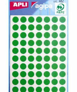 APLI 462 GOMMETTES 8MM VERTES RONDE ETIQUETTE ADHESIVE