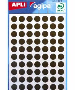 APLI 462 GOMMETTES 8MM NOIR RONDE - ETIQUETTE ADHESIVE