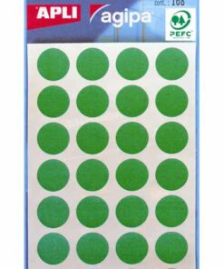 APLI 168 GOMMETTES 15MM VERT RONDE - ETIQUETTE ADHESIVE