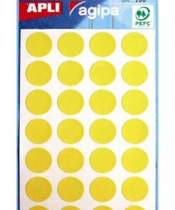 APLI 168 GOMMETTES 15MM JAUNE RONDE - ETIQUETTE ADHESIVE
