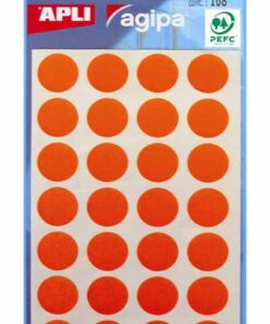 168 GOMMETTES 15MM ORANGE RONDE - ETIQUETTE ADHESIVE