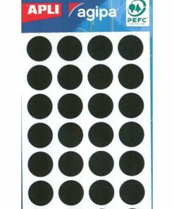 APLI 168 GOMMETTES 15MM NOIR RONDE - ETIQUETTE ADHESIVE