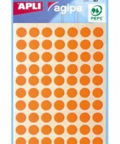 385 GOMMETTES 8MM ROUGE FLUO RONDE - ETIQUETTE ADHESIVE