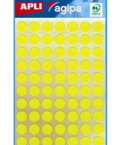 385 GOMMETTE 8MM JAUNE FLUO RONDE - ETIQUETTE ADHESIVE