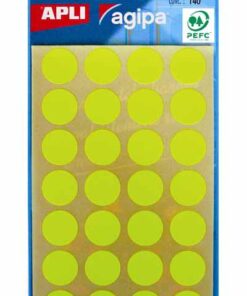 APLI 140 GOMMETTES 15MM JAUNE FLUO - ETIQUETTE COLLAGE PERMANENT