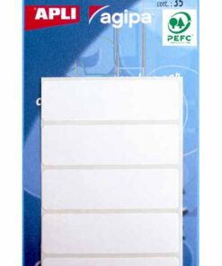 AGIPA ETQUET BLANC 19X62MM 35 ETIQUETTES PAR POCHETTE COLLAGE PERMANENT