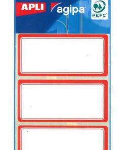 APLI ETIQUETTE SCOLAIRE 34X75 MM - 24 ETIQUETTES  BORD ROUGE PAR POCHETTE