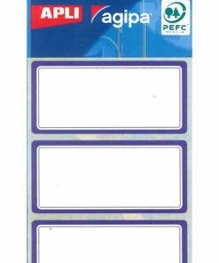 APLI ETIQUETTE SCOLAIRE 34X75 MM - 24 ETIQUETTES BORD BLEU PAR POCHETTE
