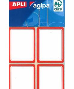 APLI ETIQUETTE SCOLAIRE 38X50 MM - 32 ETIQUETTES BORD ROUGE PAR POCHETTE