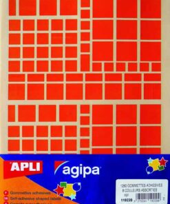 APLI 1260 GOMMETTES CARREES ETIQUETTES COULEURS ASSORTIES
