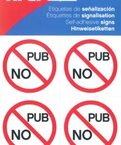 PICTO 4X NO PUB 57X57MM ETIQUETTE DE SIGNALISATION AUTOCOLLANT