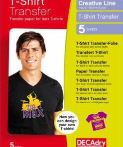 T-SHIRT TRANSFER - 5 FEUILLES POUR TEXTILE NOIR OU FONCE APLI - DECADRY