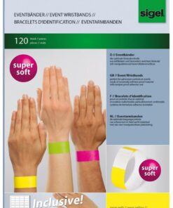 BRACELET IDENTIFICATION JAUNE FLUO 255X25MM - 120 PIECES SIGEL