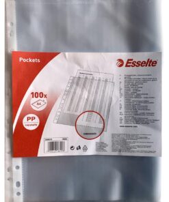 POCHETTES PERFOREES A4 PAR 100 ESSELTE- EN SACHET CELLO 100 TRANSPARENTES