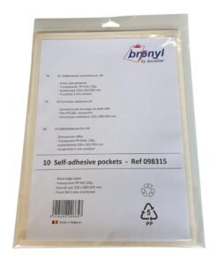 POCHETTES ADHESIVES A4 BRONYL 10X - 120 MICRONS - 220X302MM OUVERTURE PETIT COTE
