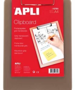 PLAQUE A PINCE APLI A4 TRANSLU TRANSLUCIDE GRIS