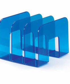 STAND TREND BLEU TRANSLUCIDE PORTE REVUES CATALOGUES DURABLE