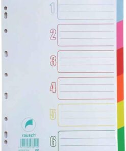 INTERCALAIRE RAUSCH PP 6 POS COLOR A4 6 POSITIONS 9 PERFORATIONS - POLYPRO