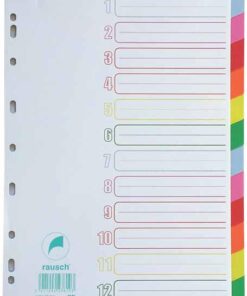 INTERCALAIRE RAUSCH PP 12 POS COLOR A4 12 POSITIONS 9 PERFORATIONS - POLYPRO