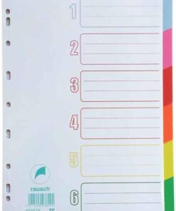 INTERCALAIRE RAUSCH PP A4+ 6P COLOR 6 POSITIONS - POLYPRO 9 PERFORATIONS