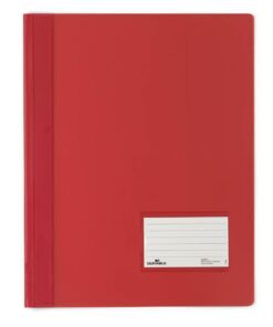 FARDE DEVIS DURABLE ROUGE AVEC PORTE CARTE DE VISITE TRANSLUCIDES