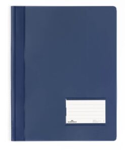 FARDE DEVIS DURABLE BLEU AVEC PORTE CARTE DE VISITE TRANSLUCIDES