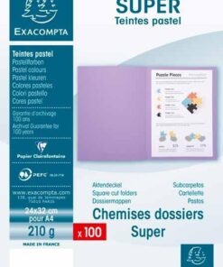FARDE CHEMISE 210GR 24X32 BLEU 100 FARDES EXACOMPTA