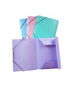 FARDE A4 PP 3RAB+ELAST PASTEL 3 RABATS + ELASTIQUES