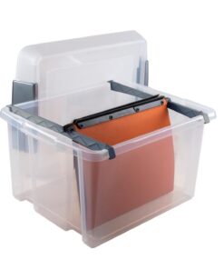 BOITE SUNWARE DOSSIERS SUSPEND 475X370X405MM - PLASTIC TRANSP COUVERCLE 2 CLIPS - SUSPENDUS