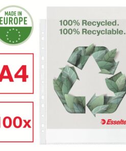 POCHETTES PERFOREES RECYCLEES ESSELTE BOITE DE 100 100% RECYCLE - 70 MICRONS
