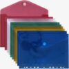 ACROPAQ 10 POCHETTES A4 VELCRO PERFOREES - COULEURS ASSORTIES