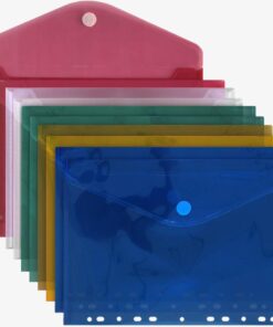 ACROPAQ 10 POCHETTES A4 VELCRO PERFOREES - COULEURS ASSORTIES