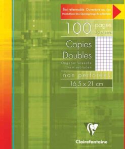 COPIES DOUBLE A5 Q5 50F CLAIREFONTAINE 100P FEUILLES DE FARDE