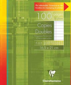 COPIES DOUBLE A5 1L 50F CLAIREFONTAINE LIGNE 100P FEUILLES DE FARDE