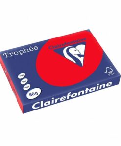 TROPHEE A4 80G ROUGE CORAIL PAPIER CLAIRFONTAINE RAME DE 500 FEUILLES