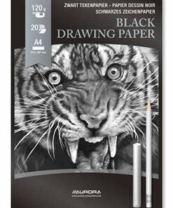 BLOC DESSIN NOIR A4 120GR AURORA 20 FEUILLES