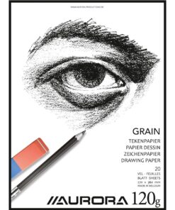 BLOC DESSIN BLANC 27X37 120GR AURORA A GRAIN 20F