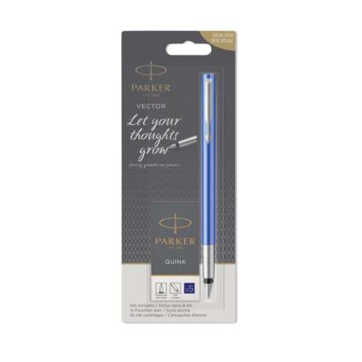 PARKER VECTOR PLUME M + 5 CART GRATIS BLISTER - 3 COLORIS ASS – Image 2